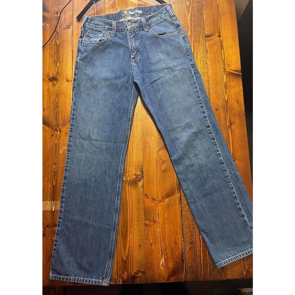Carhartt Jeans Mens 30x32 Blue Straight Leg Work Denim
